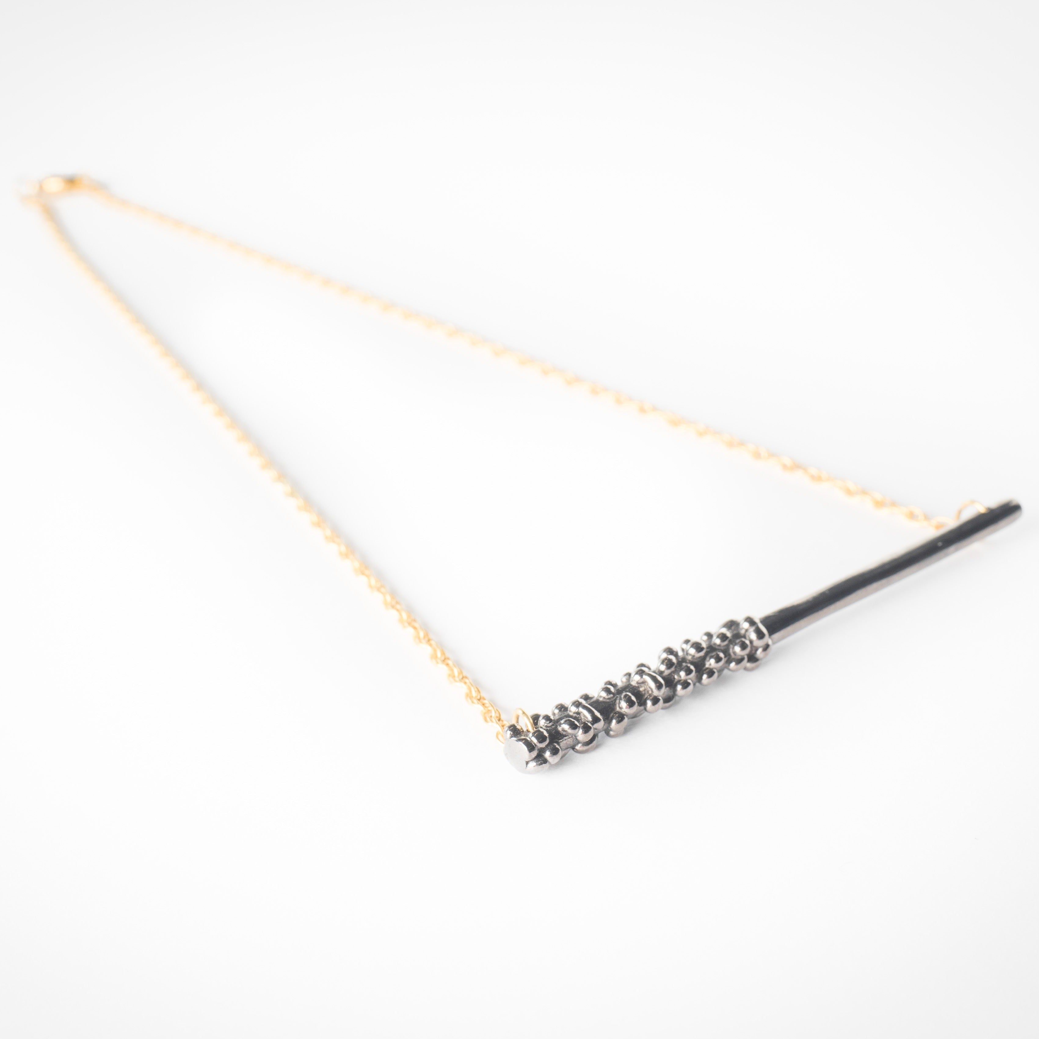 Long line  semi full bubbles - necklace - brass - dark rhodium