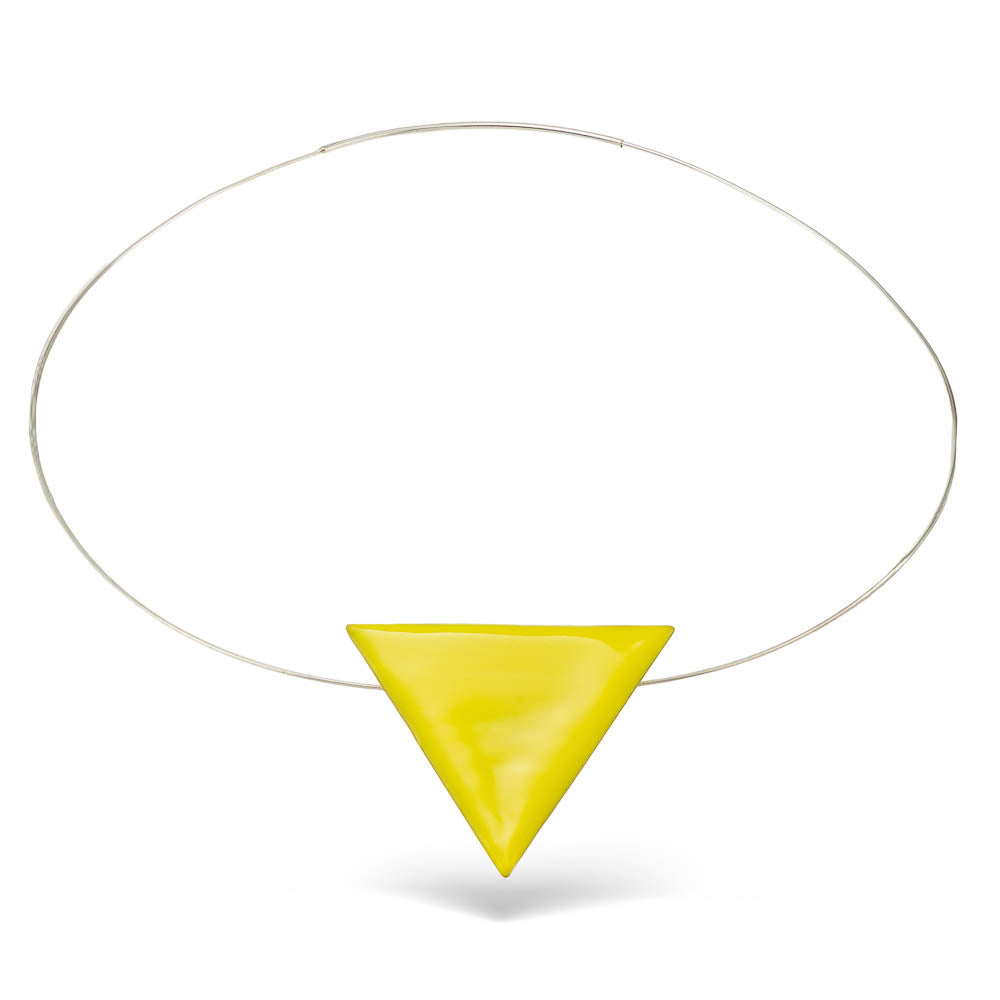 The triangle - collar necklace with enamel – yellow - silver 925