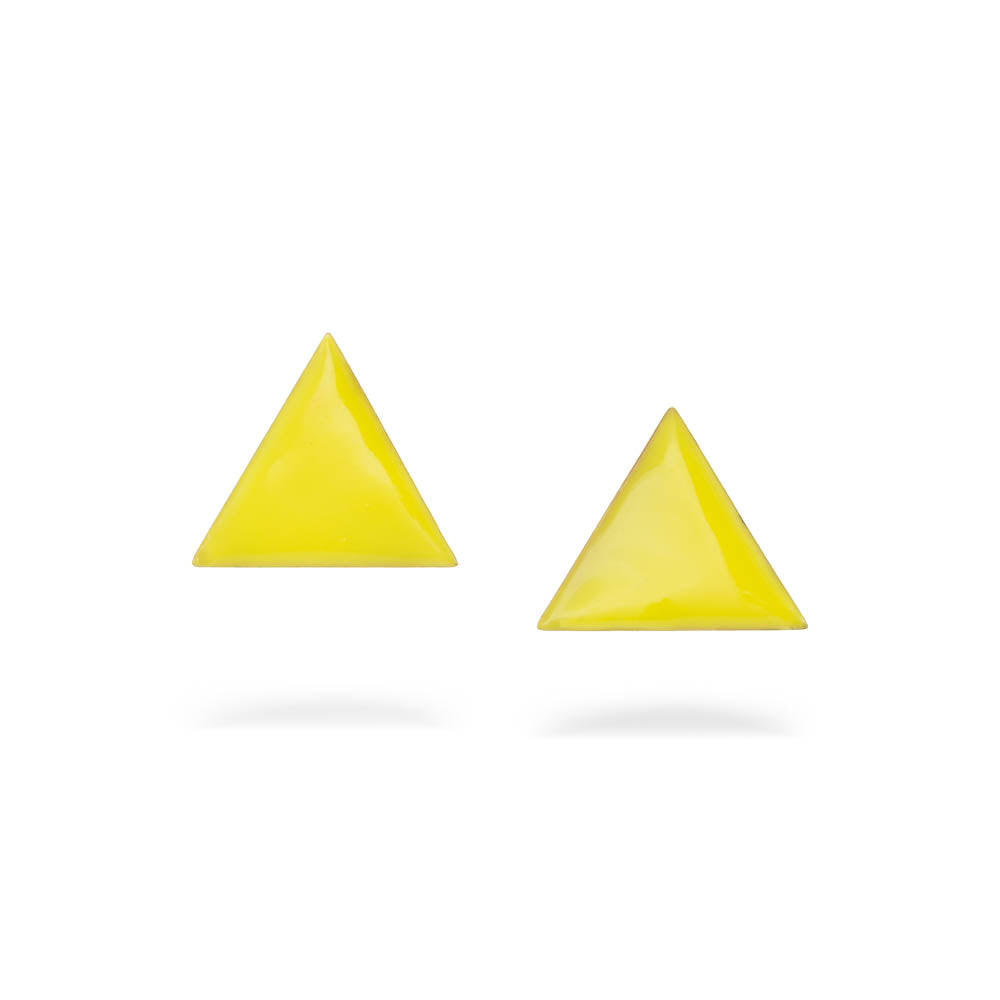 Bau triangle - stud earrings with enamel - yellow - silver 925