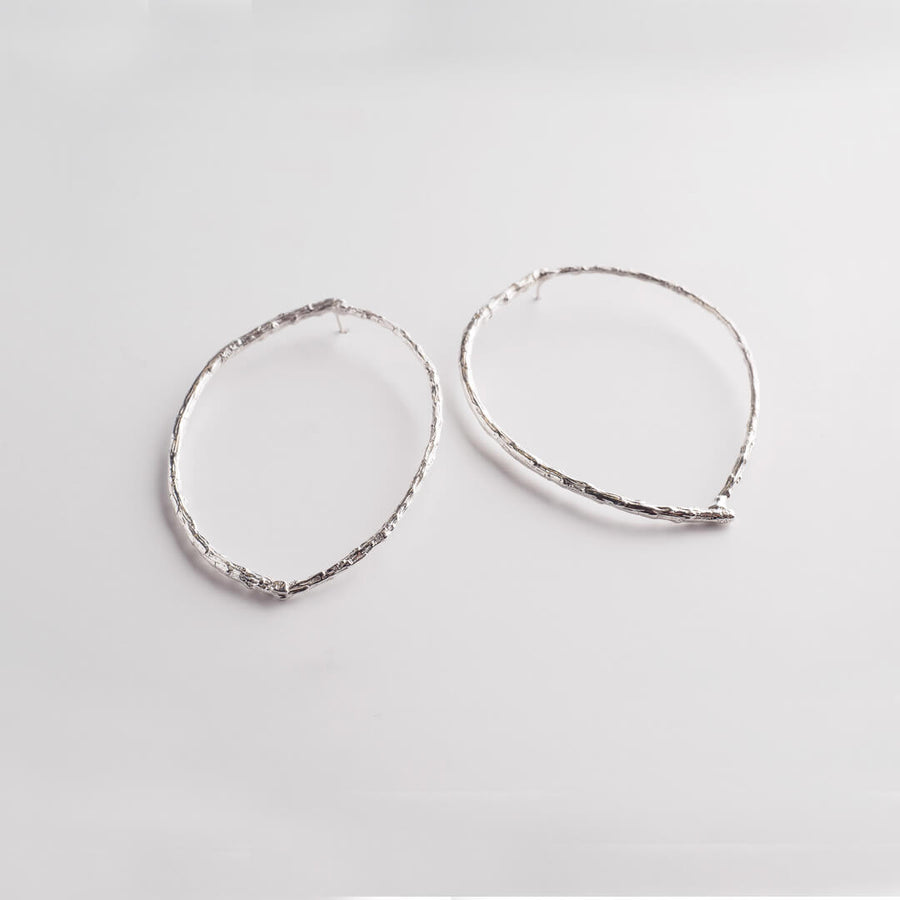 Hoop branches - long earrings - sterling silver 925
