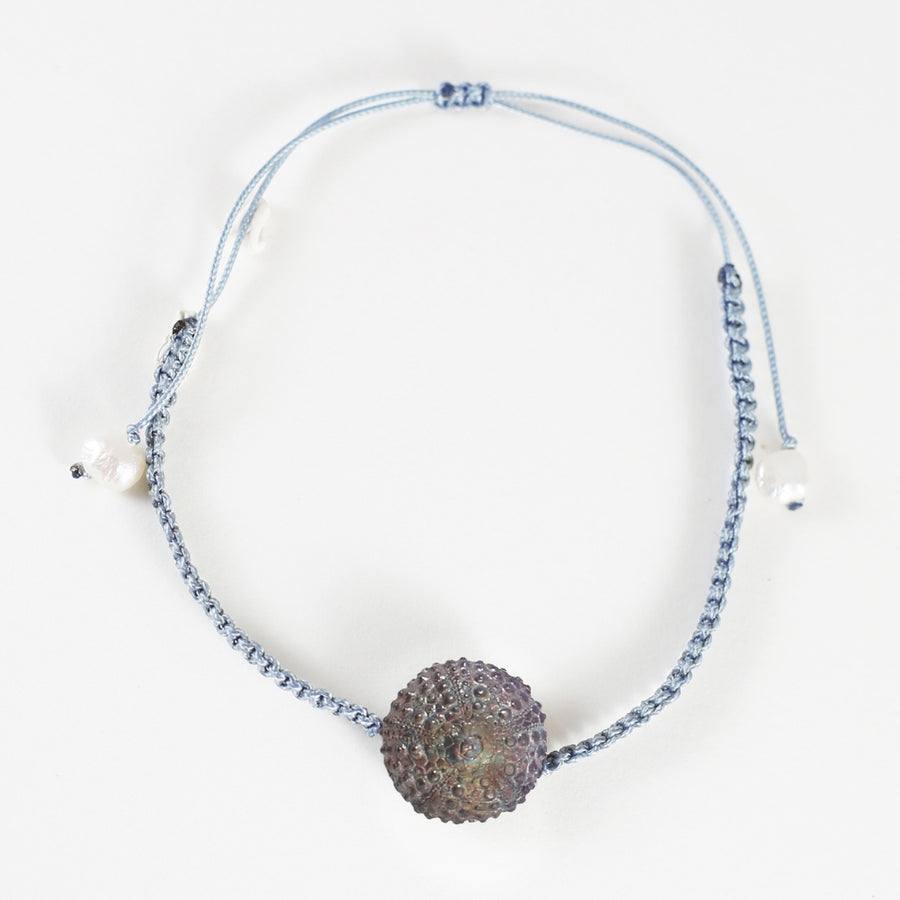 Urchin - macrame bracelet - silver 925 - rainbow patina