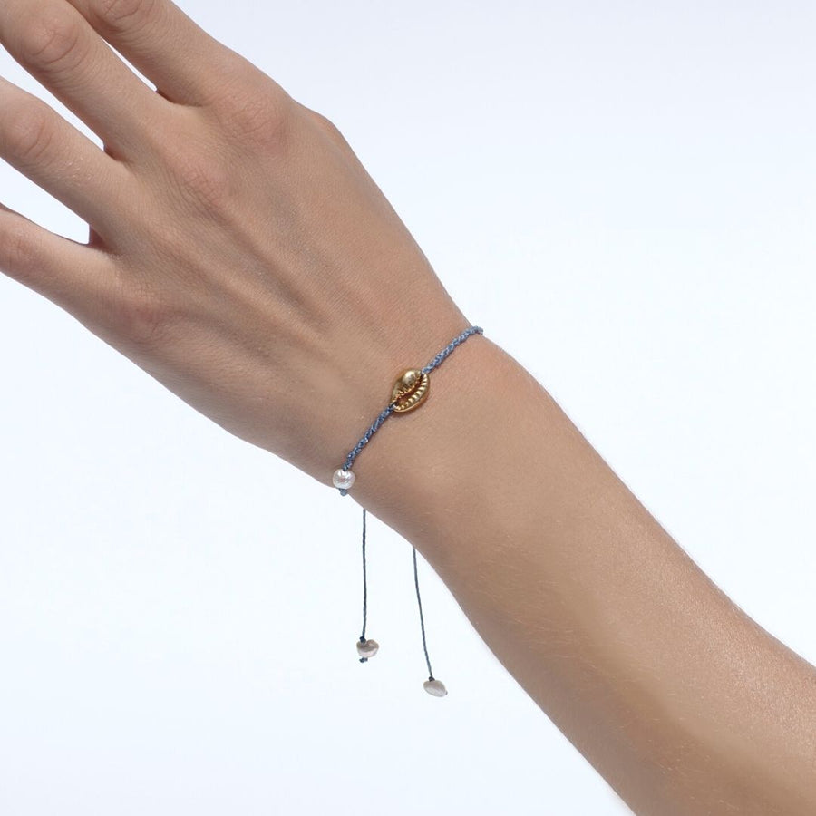 Seashell fund - macrame bracelet - silver 925 - gold plated