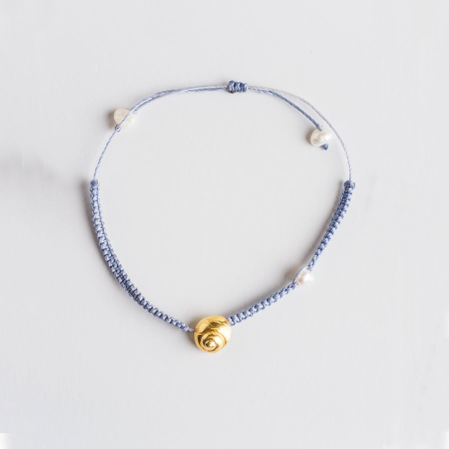 Sea snail - macrame bracelet - silver 925 - gold plated