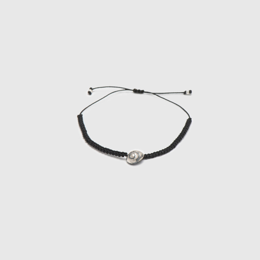 Sea snail - macrame bracelet - silver 925 - black oxidation - unisex