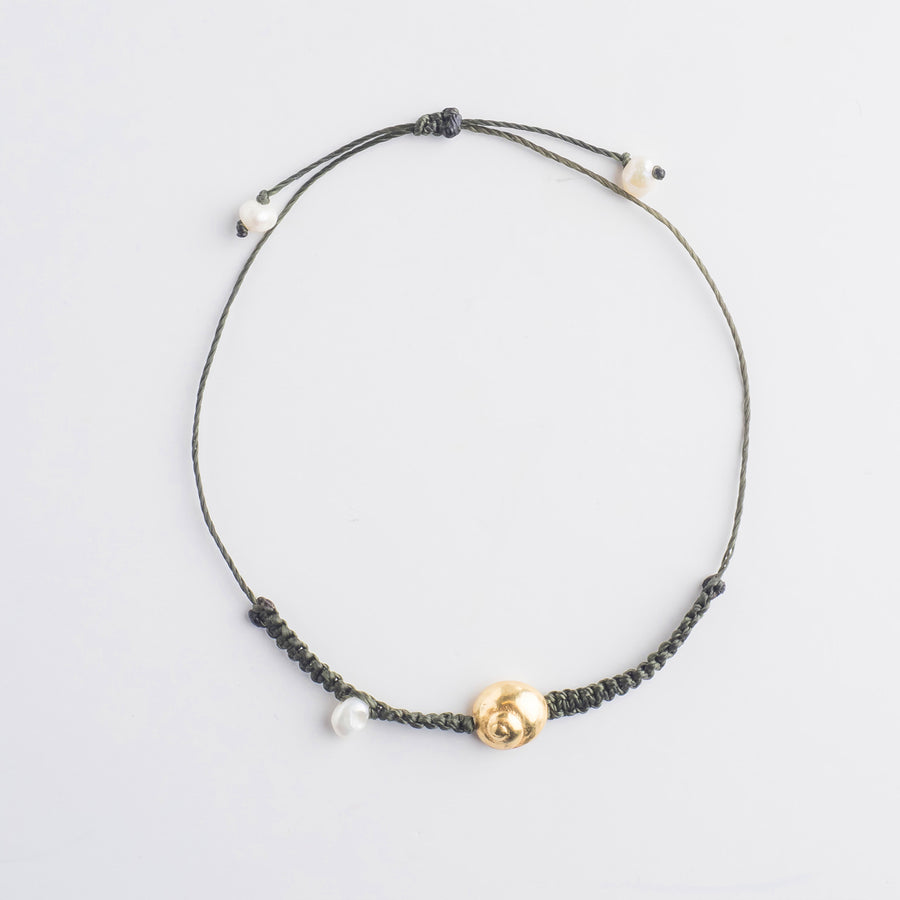 Μικρό sea snail - βραχιόλι macrame - ασήμι 925 - επίχρυσο