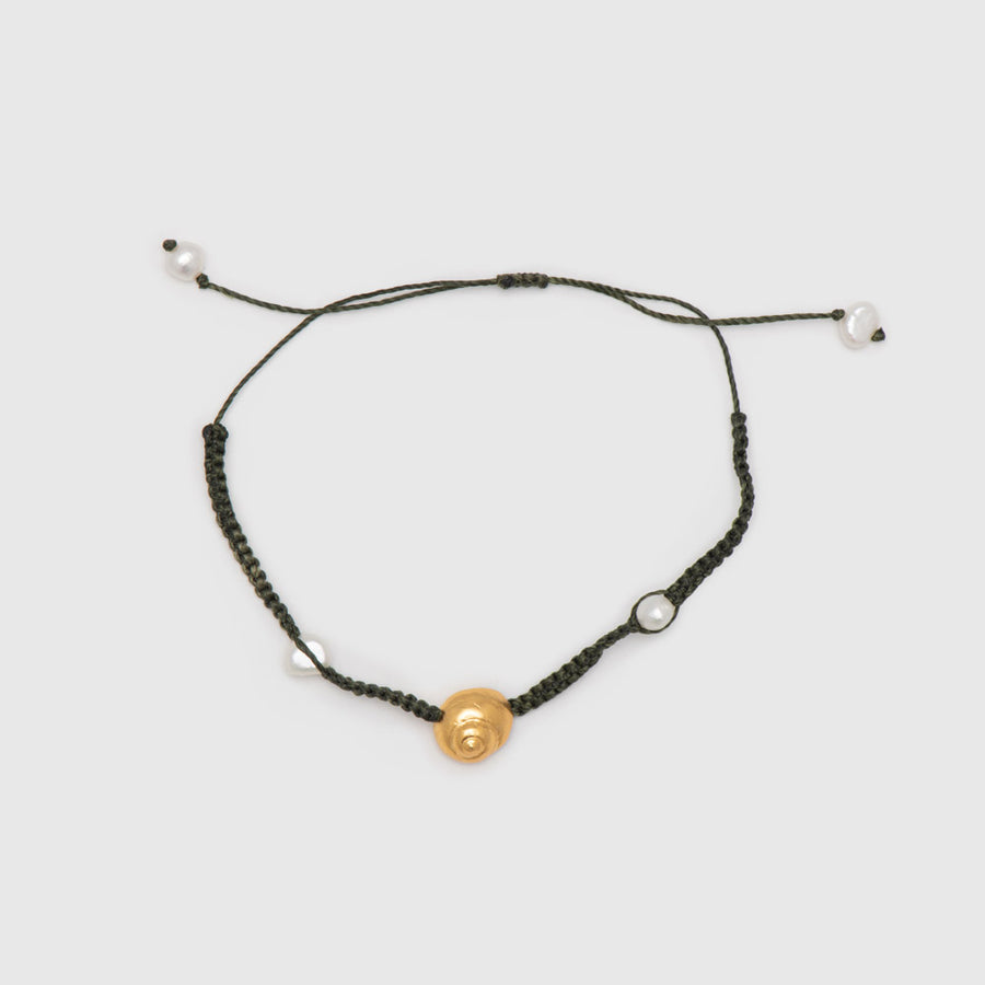 Μικρό sea snail - βραχιόλι macrame - ασήμι 925 - επίχρυσο