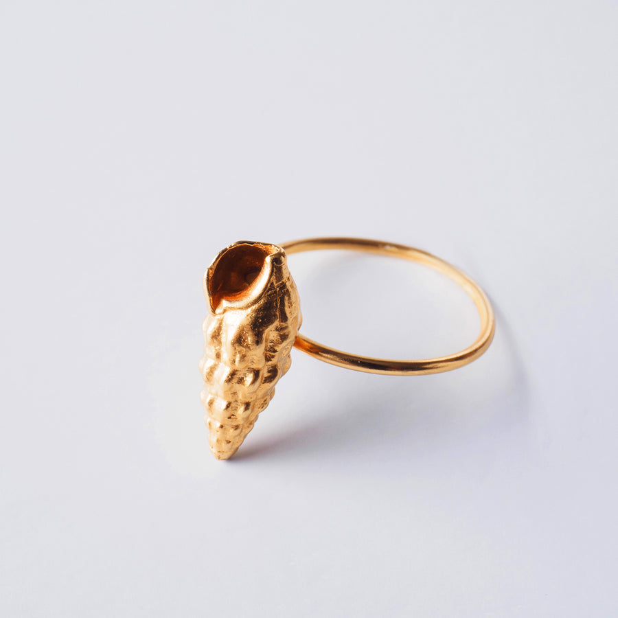 Wild seashell - ring - silver 925 - gold plated