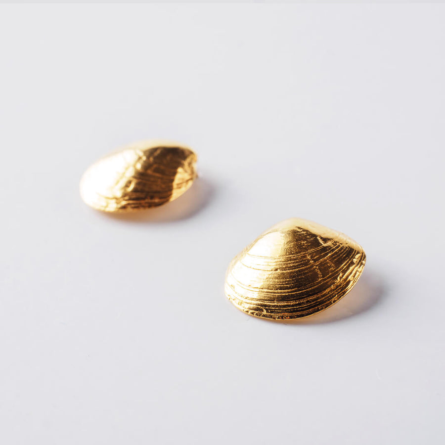 Romantic clams - σκουλαρίκια stud - ασήμι 925 - επίχρυσο