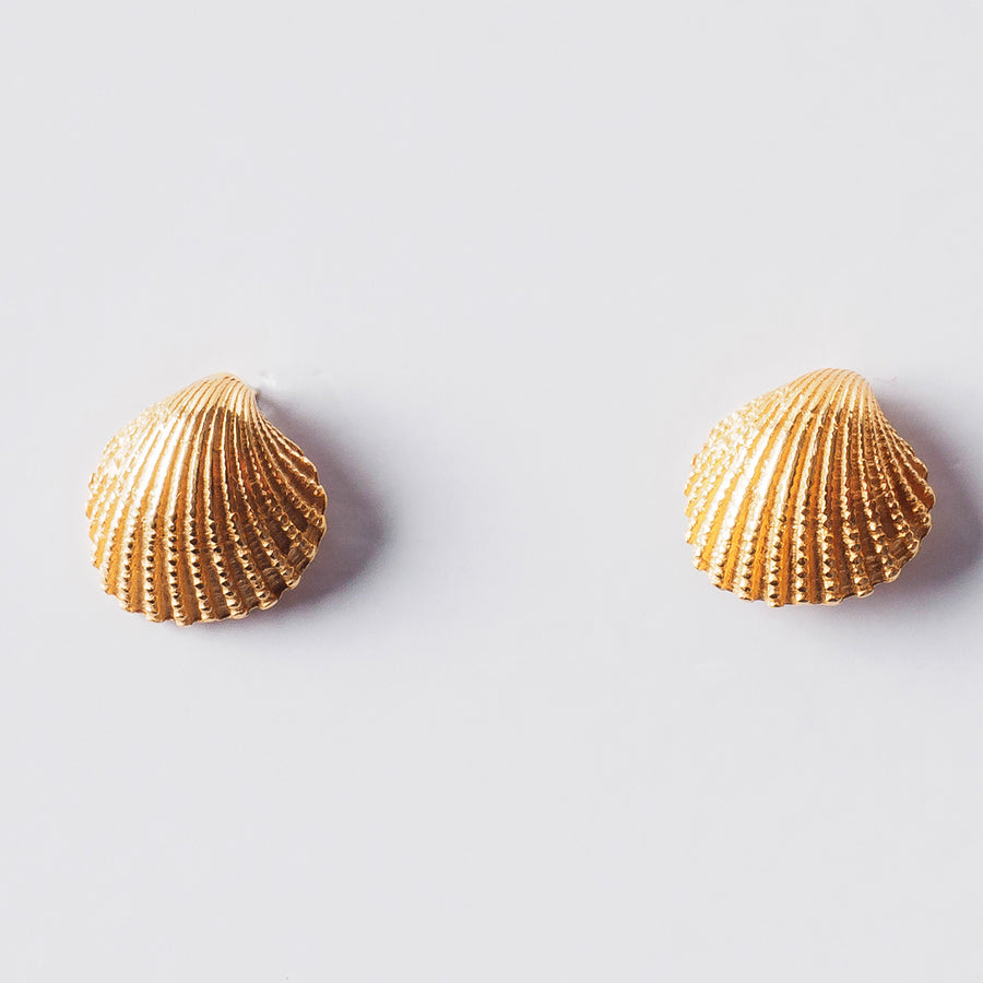 Little oyster - stud earrings - silver 925 - gold plated