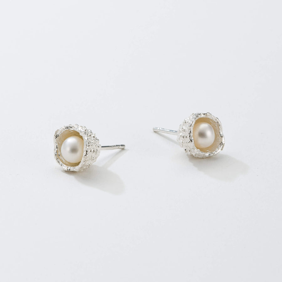 Little acorns with pearl - stud earrings - silver 925