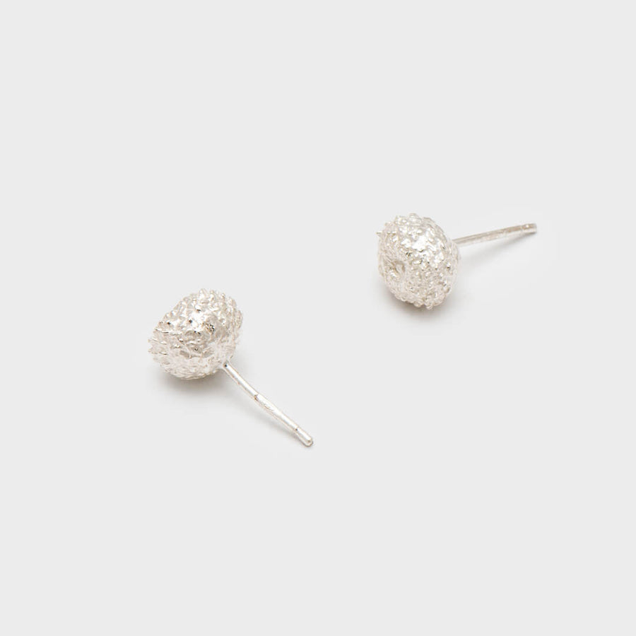 Medium round seeds of the forest - stud earrings - silver 925