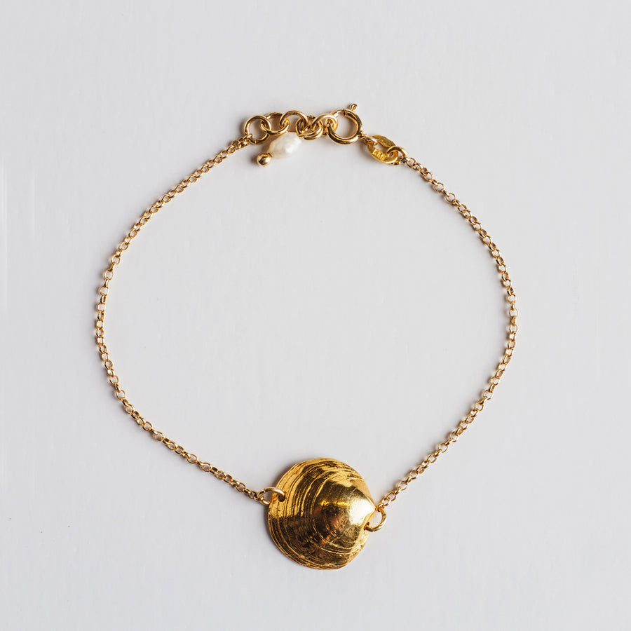 Romantic clam - βραχιόλι charm - ασήμι 925 - επίχρυσο