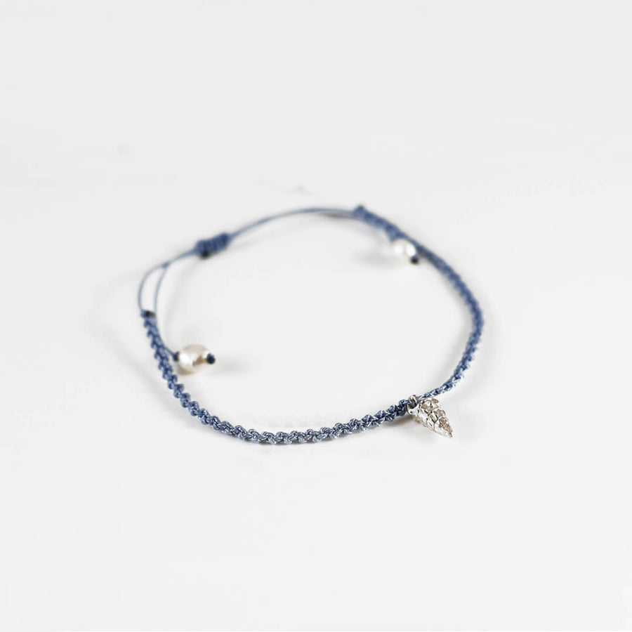 Romantic seashell - macrame bracelet - silver 925