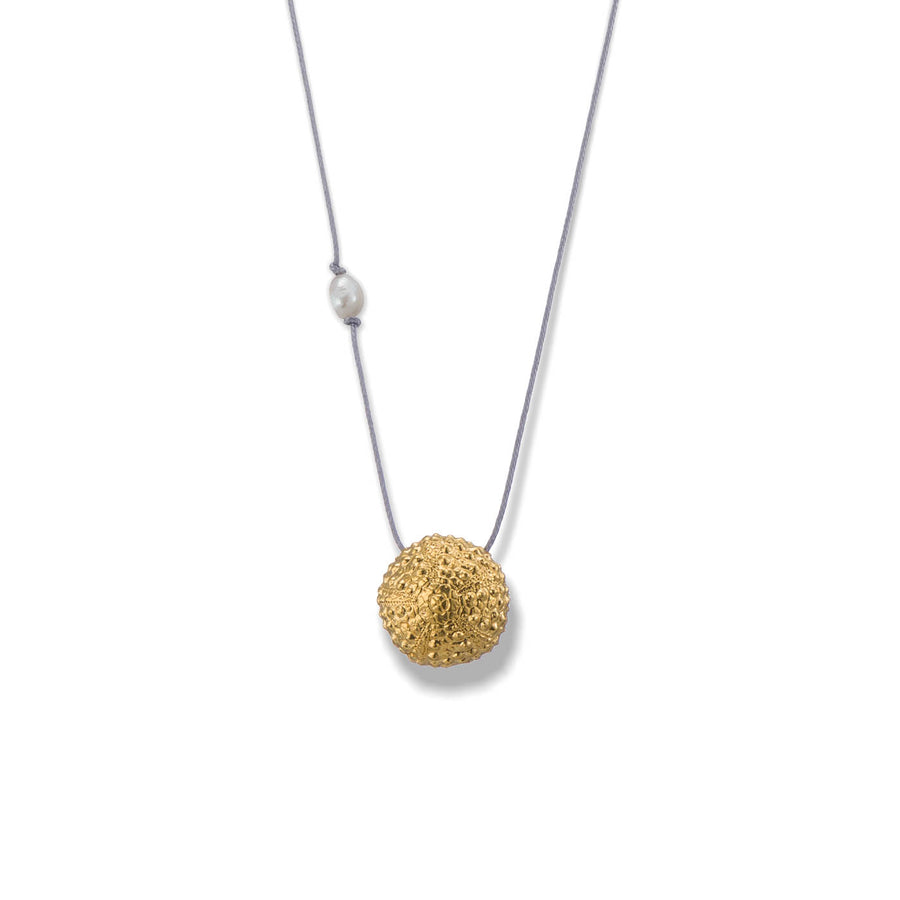 Urchin - casual cord necklace - silver 925 - gold plated - grey