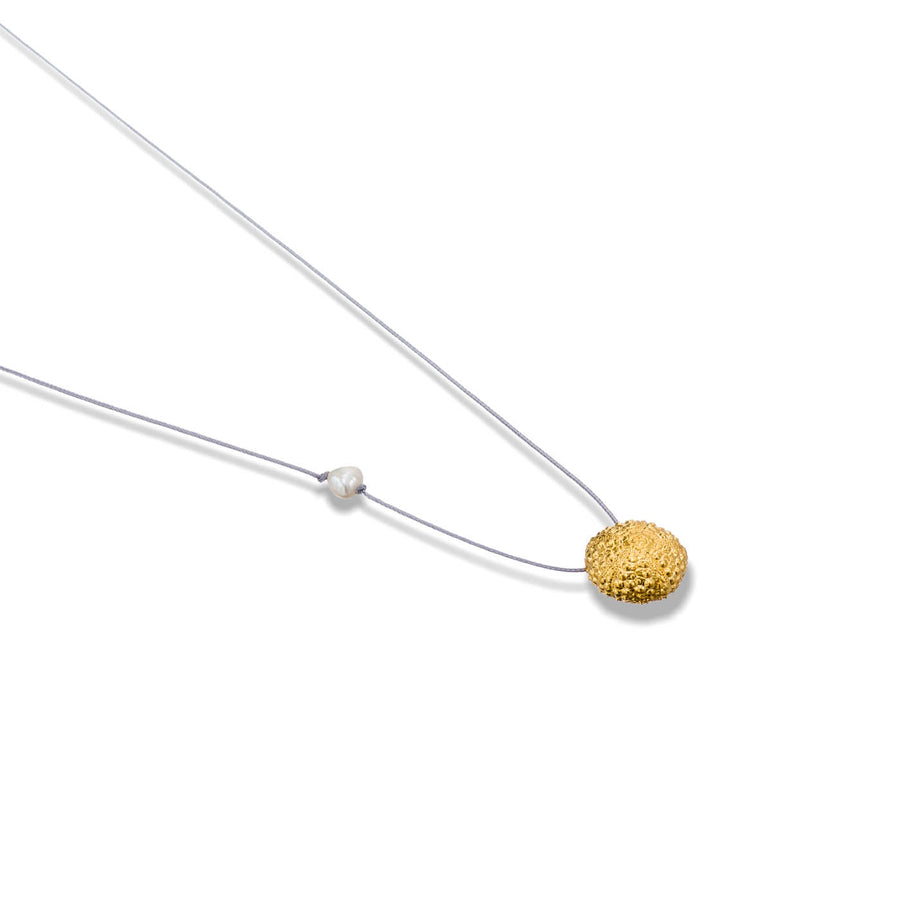 Urchin - casual cord necklace - silver 925 - gold plated - grey