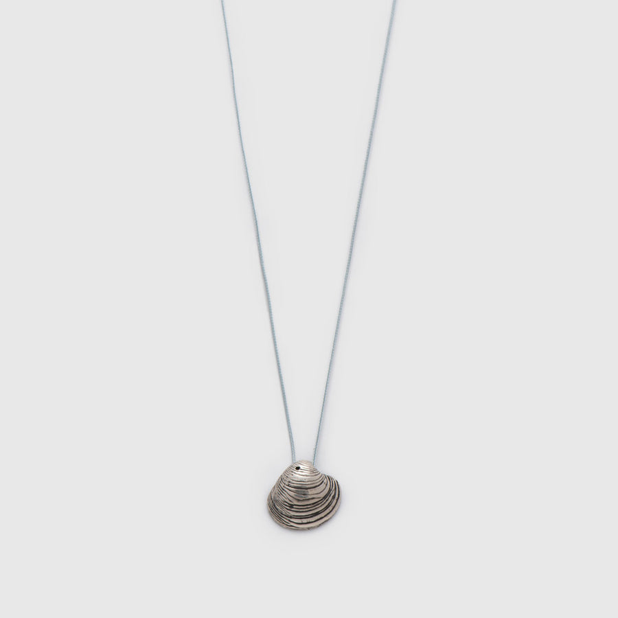 Master clam - casual cord necklace - silver 925 - black oxidation
