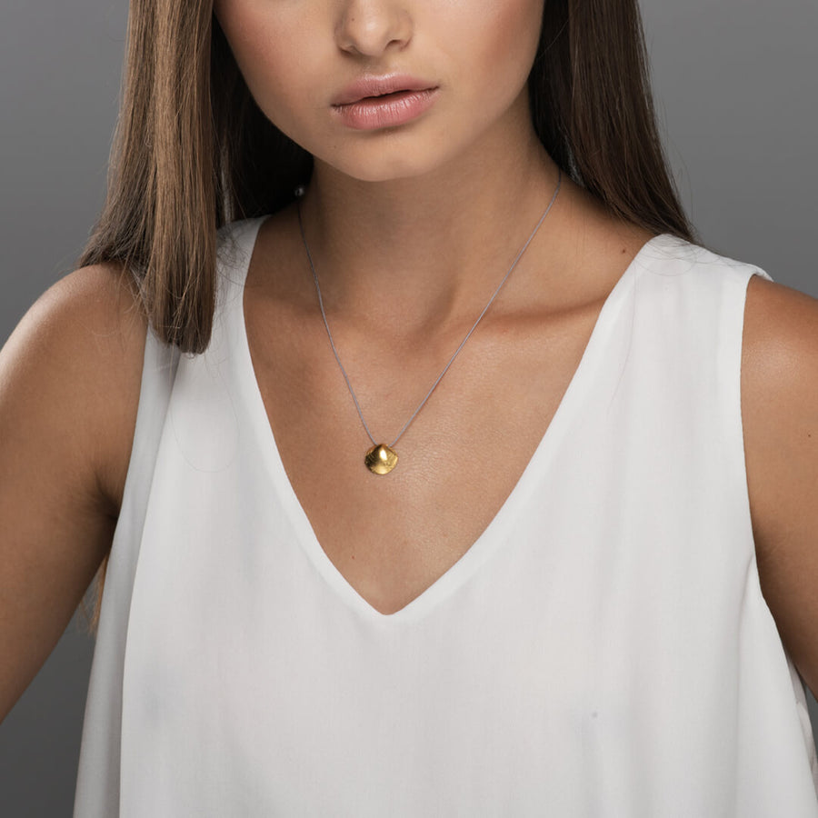 Romantic clam - casual cord necklace - silver 925 - gold plated