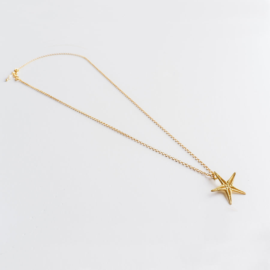 Starfish - chain necklace - silver 925 - gold plated
