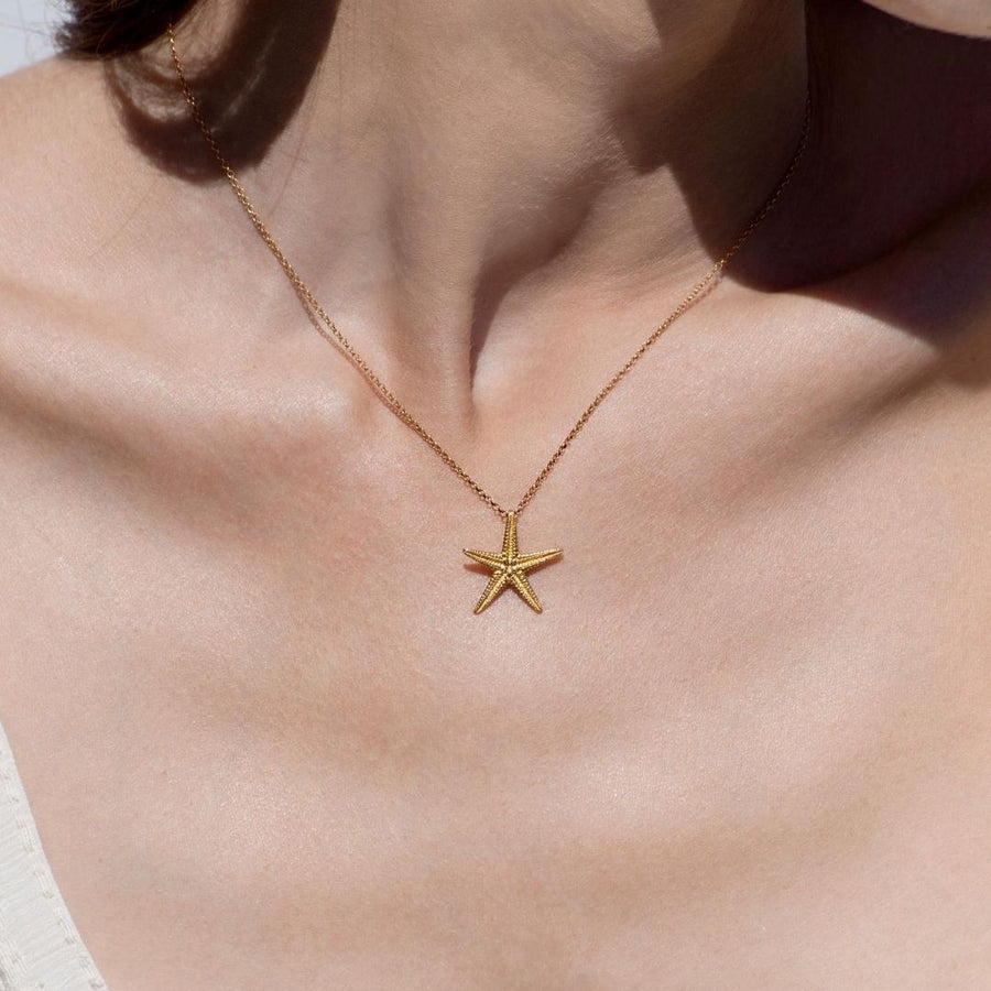 Starfish - chain necklace - silver 925 - gold plated