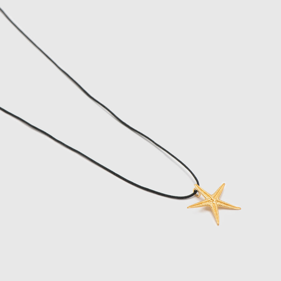 Big starfish - casual cord necklace - silver 925 - gold plated