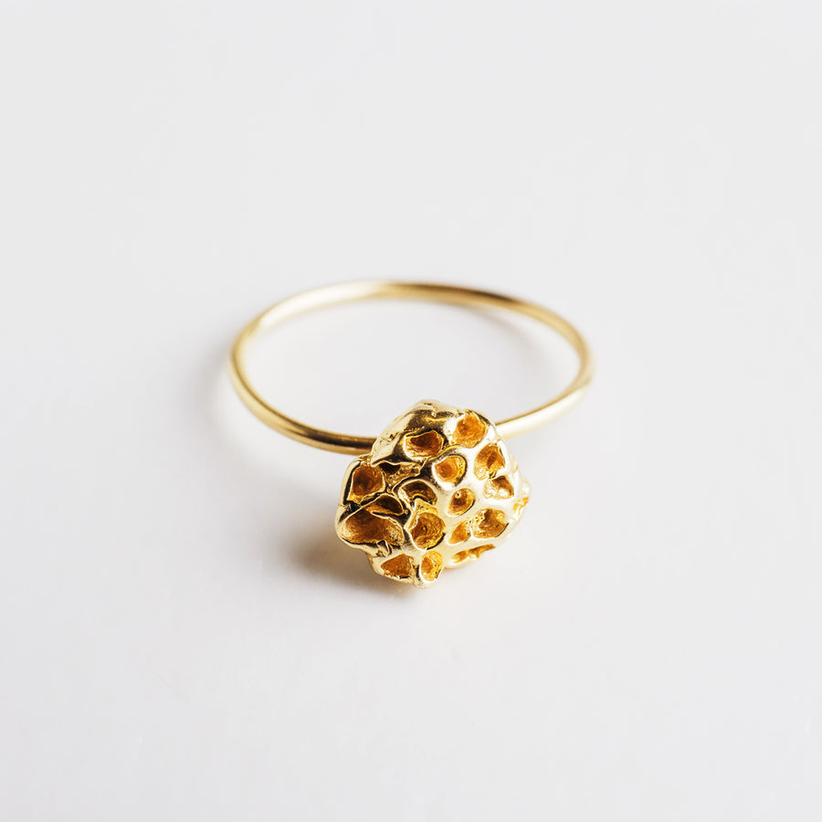 Coral - ring - silver 925 - gold plated