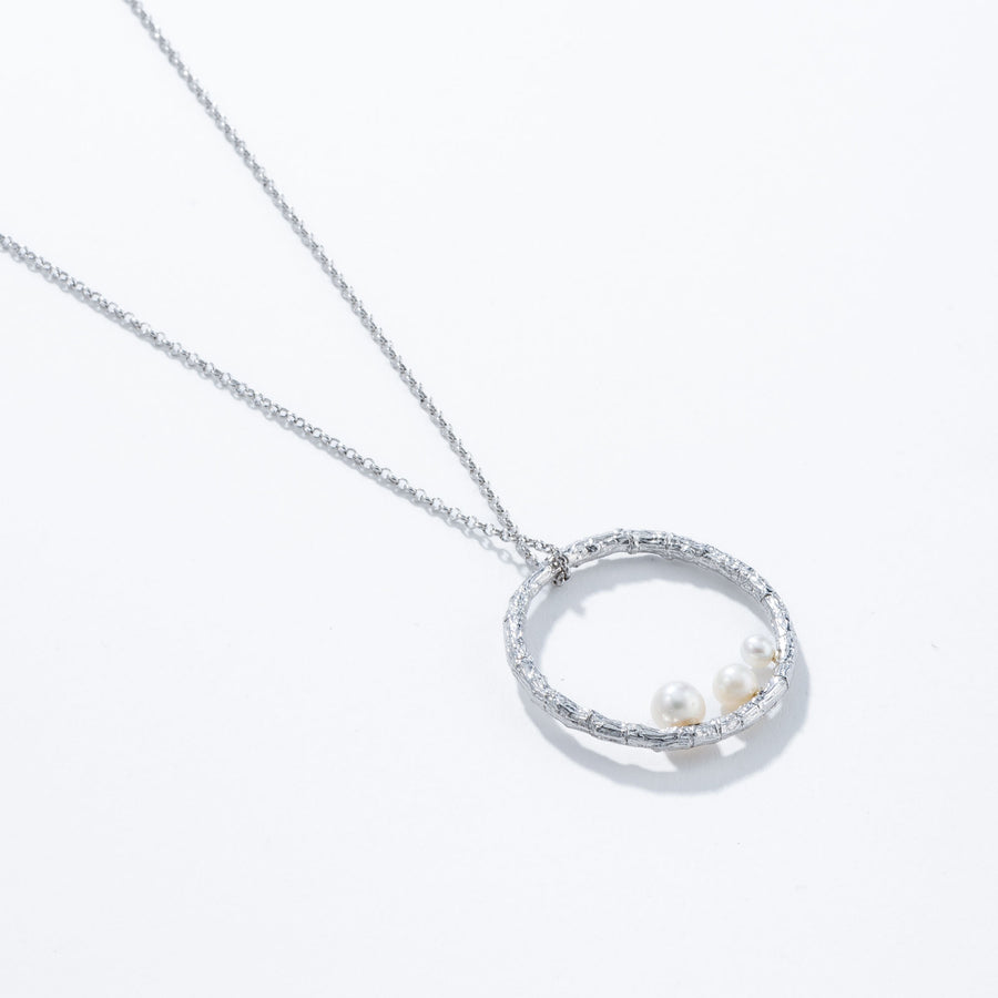 Medium branch hoop with pearls - sparkling necklace - silver 925
