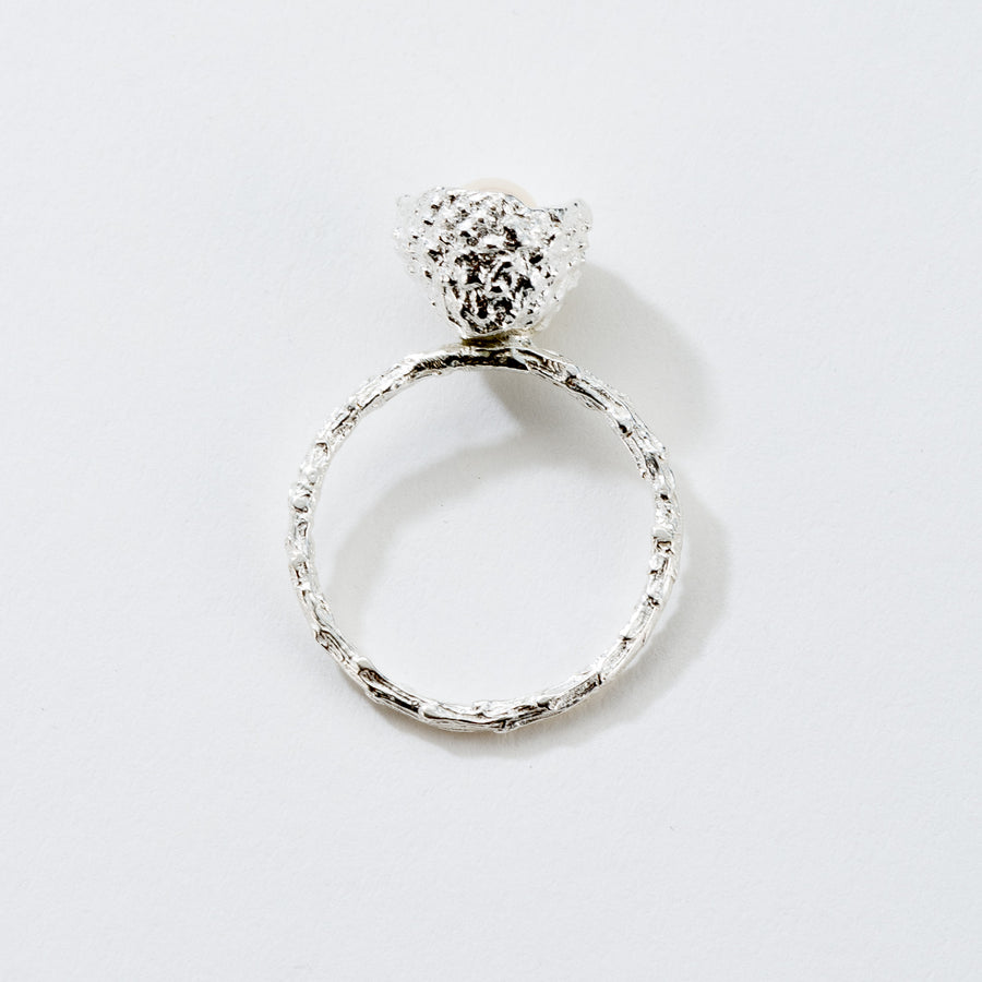 Μικρός βελανίδι με καλλιεργημένο μαργαριτάρι - δαχτυλίδι - ασήμι 925