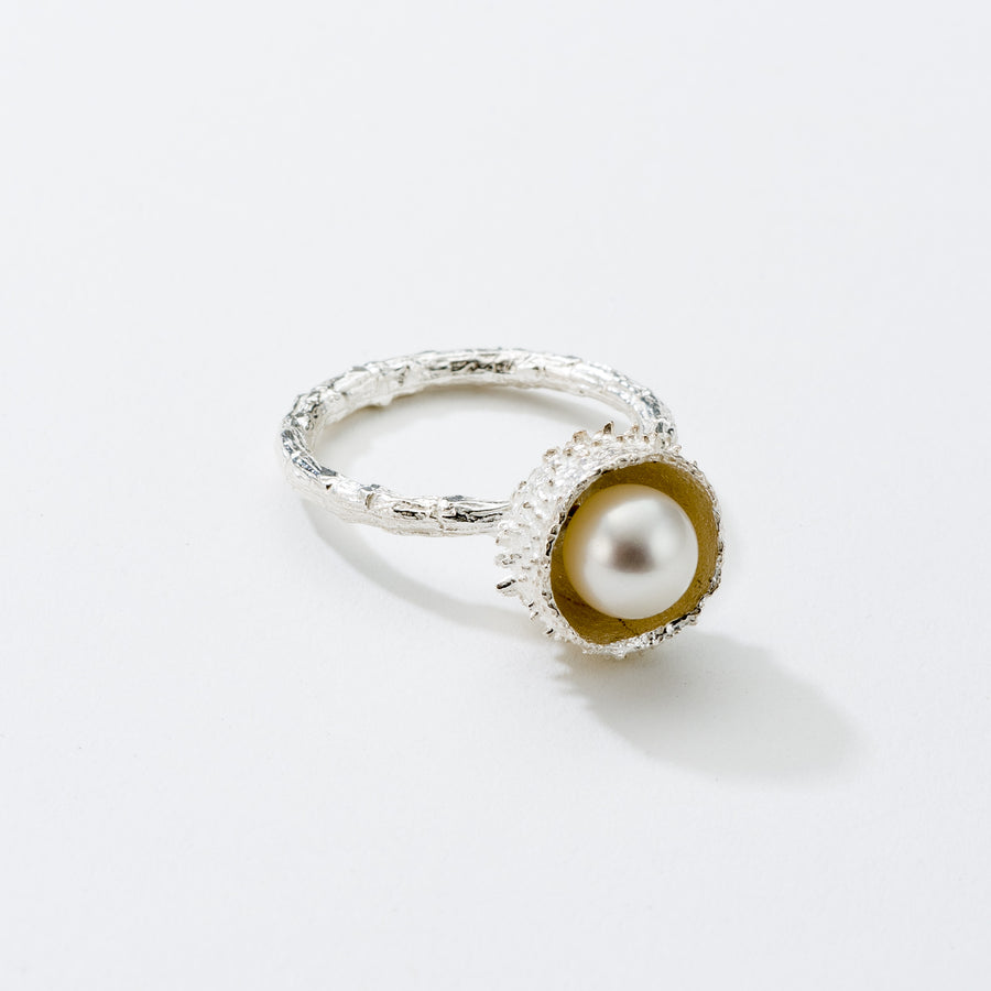 Μεσαίο βελανίδι με καλλιεργημένο μαργαριτάρι - δαχτυλίδι - ασήμι 925