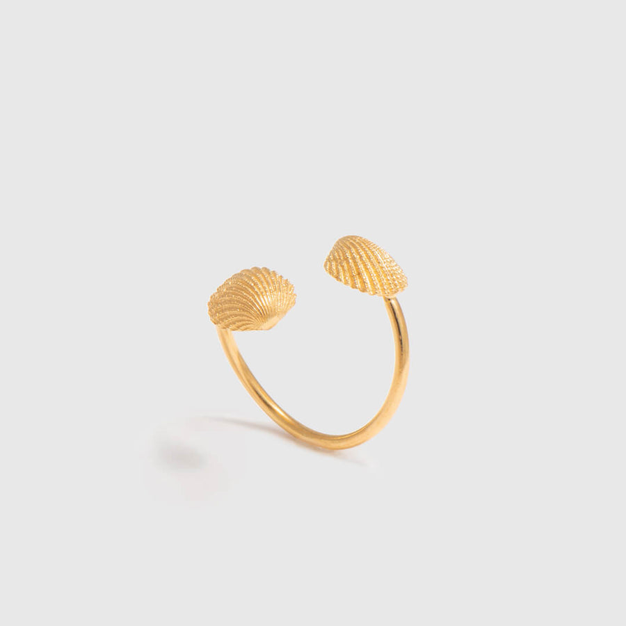 Twin little oysters - adjustable ring - silver 925 - gold plated