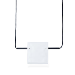 Bau Square - cord necklace with enamel - white