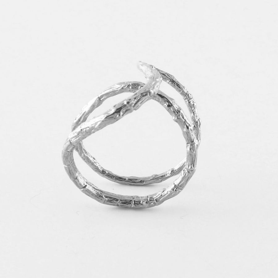 Τwo twisted branches - ring - silver 925