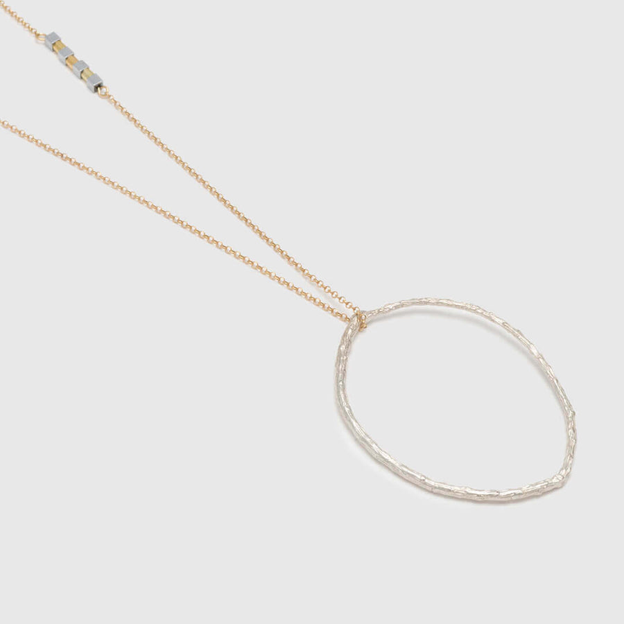 Branch hoop pendant - sparkling necklace - silver 925 - gold chain