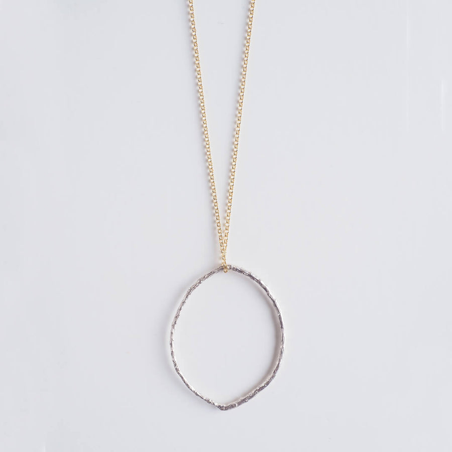Branch hoop pendant - sparkling necklace - silver 925 - gold chain