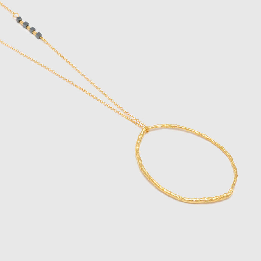 Branch hoop pendant - sparkling necklace - silver 925 - gold plated
