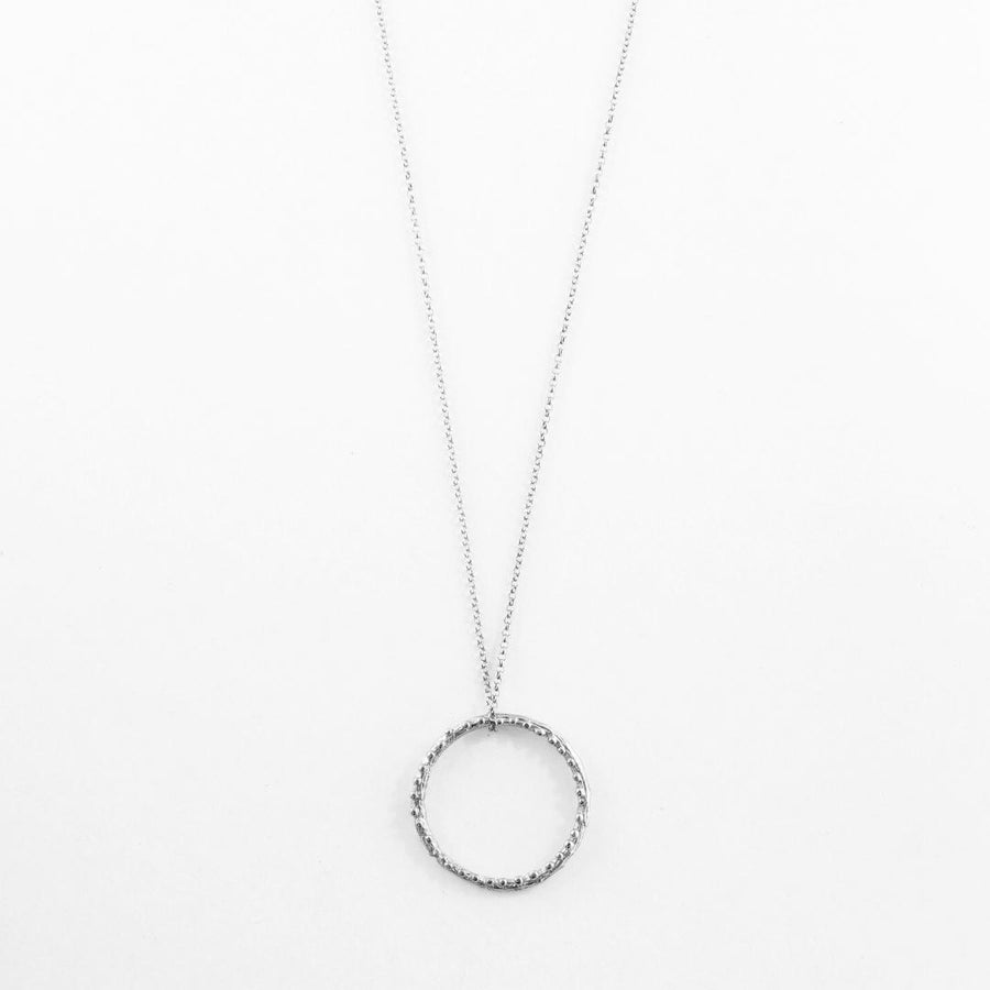 Medium twig hoop with dewdrops - sparkling necklace - silver 925