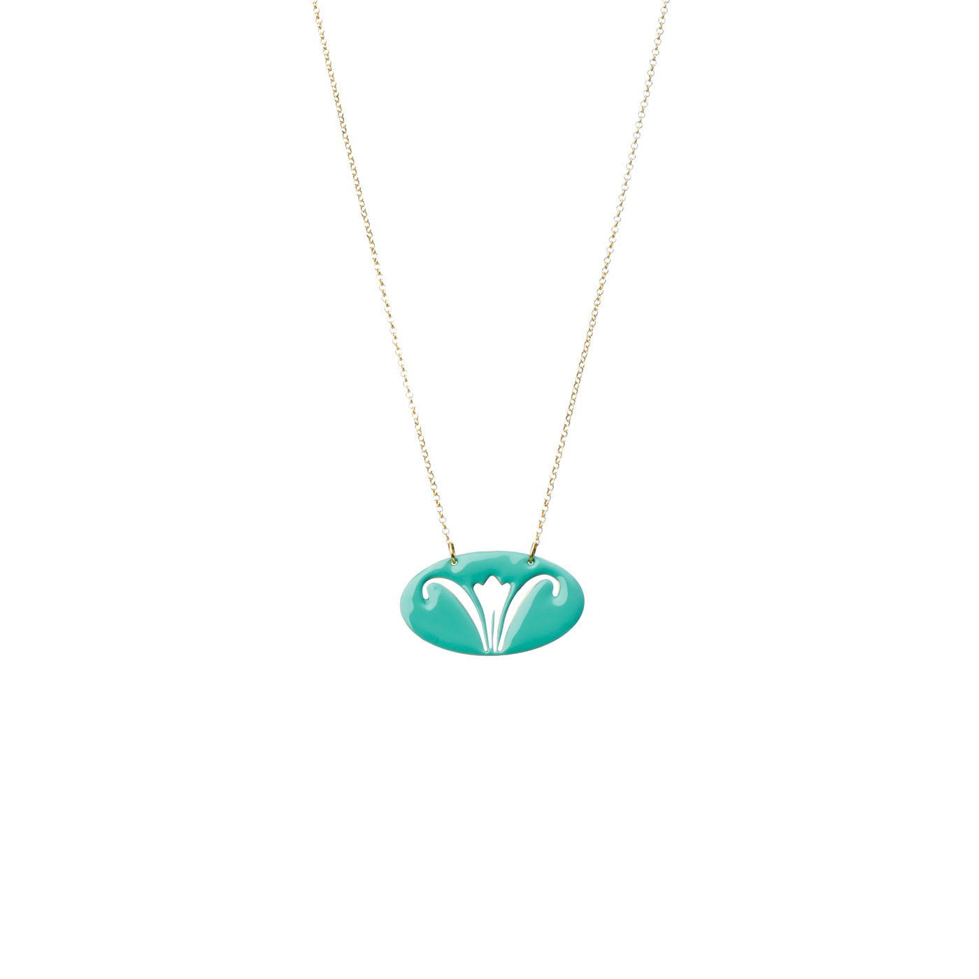 Lily - chain necklace with enamel - mint