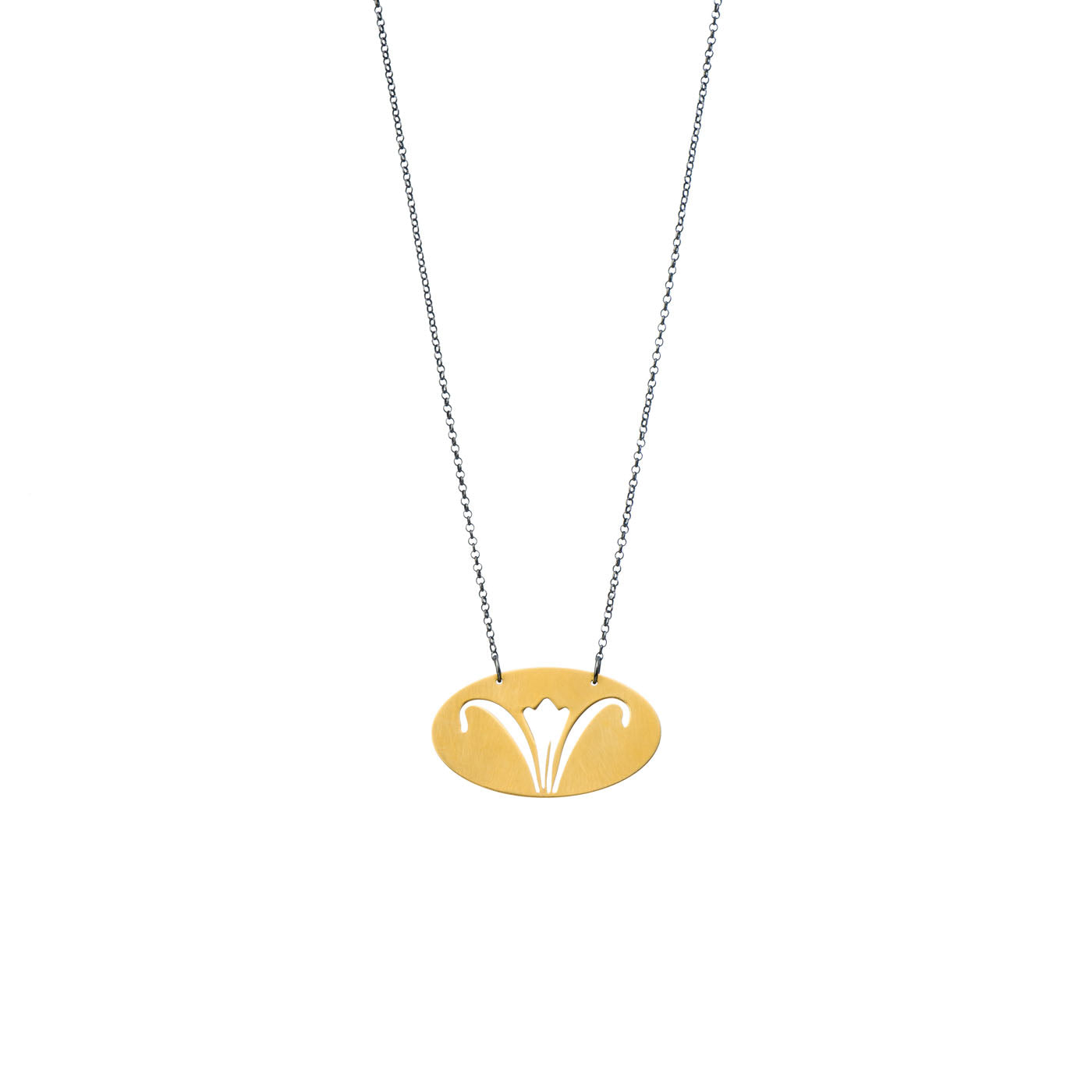 Lily - chain necklace - silver 925 - gold plated mat texture