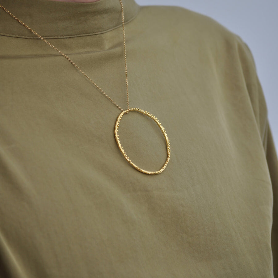 Large twig hoop with dewdrops - sparkling necklace - silver 925 - gold plated