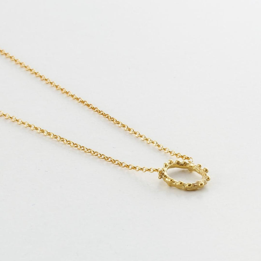 Tiny twig hoop with dewdrops - sparkling necklace - silver 925 - gold plated
