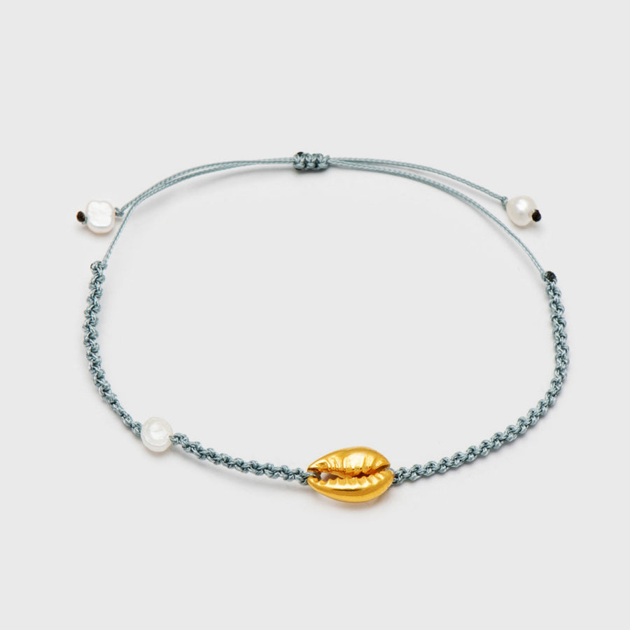 Seashell fund - macrame bracelet - silver 925 - gold plated